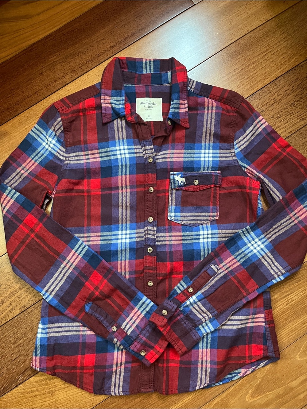 NWOT Y2K Abercrombie Moose Logo Flannel Plaid Shirt